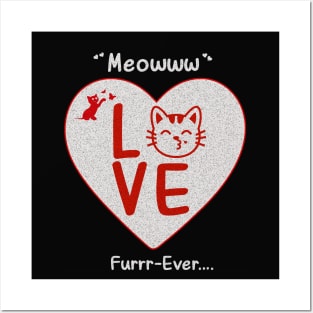 Valentine Cat Love T Shirt Unisex Cat parent owner Posters and Art